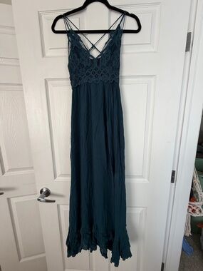 Free People Teal Lace Bodice Maxi Dress